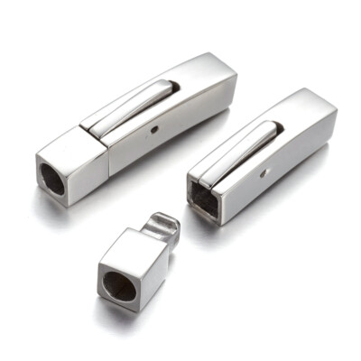 1 Set Edelstahl Bajonettverschlüsse Quader für Lederband 28x6mm Bohrung 4mm