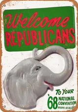 METAL SIGN - 1968 Welcome Republicans to National Convention Miami - Vi