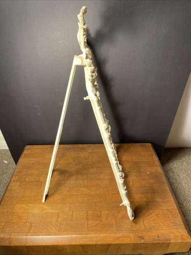 Antique H620 Cast Iron Baroque Art Easel Tabletop Picture Mirror Frame White 15" - Picture 8 of 17
