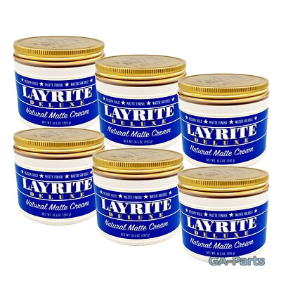 6x Layrite Matt Cream 297g Haarwachs  Mittlerer Halt  Wasserlöslich  Haarstyling