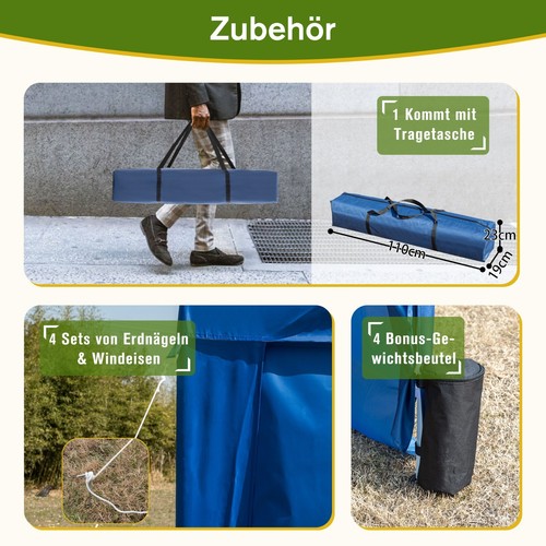 Faltpavillon 3x3m Pop-up Pavillon Wasserdicht Gardenpavillon Partyzelt Blau - Bild 4 von 8