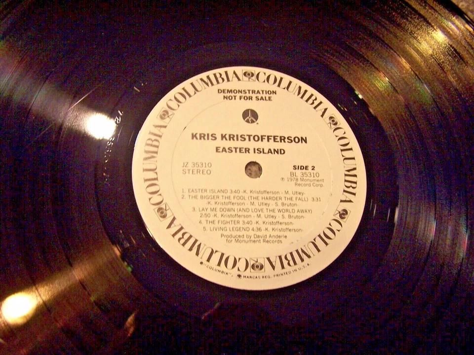 Kris Kristofferson "Easter Island" COLUMBIA DEMO LP JZ 35310 w/ Orig. Inner Slee - Image 4 of 4