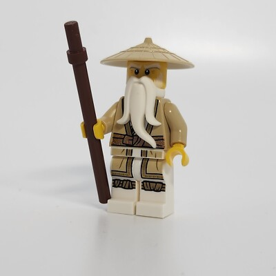 #ad LEGO NINJAGO Wu Sensei Minifigure Legacy Tan Robe Braided Ponytail $5.95