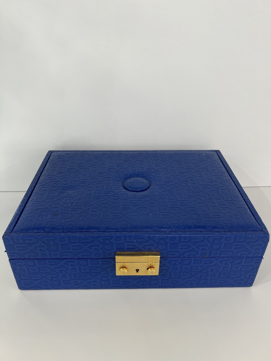 VINTAGE GENUINE RARE ROLEX Blue Watch Box Case 41.00.01 Leather | eBay