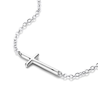 Cross Pendant Rolo Chain Necklace 17 