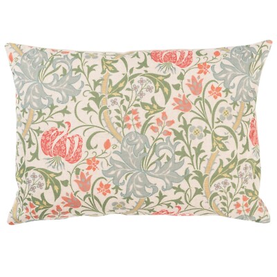 Jakobinisches Boudoir-Kissenbezug mit Blumenmuster. Entenei Blau & Korallenrosa. 17x12''