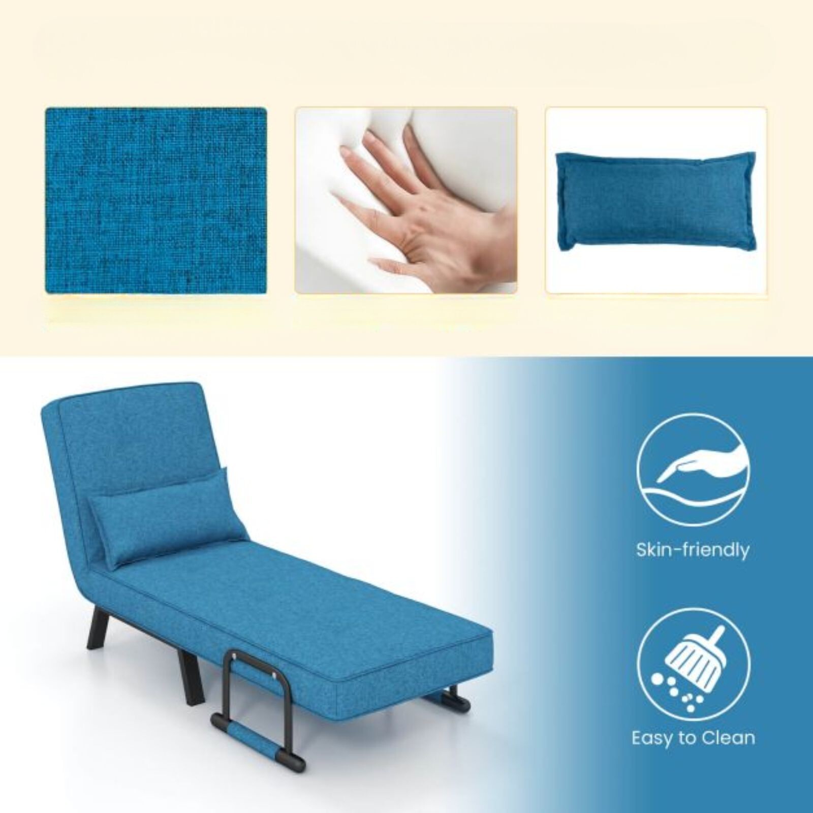 4in1 Convertible Sofa Bed Fabric Recliner Sleeper Chairs Folding