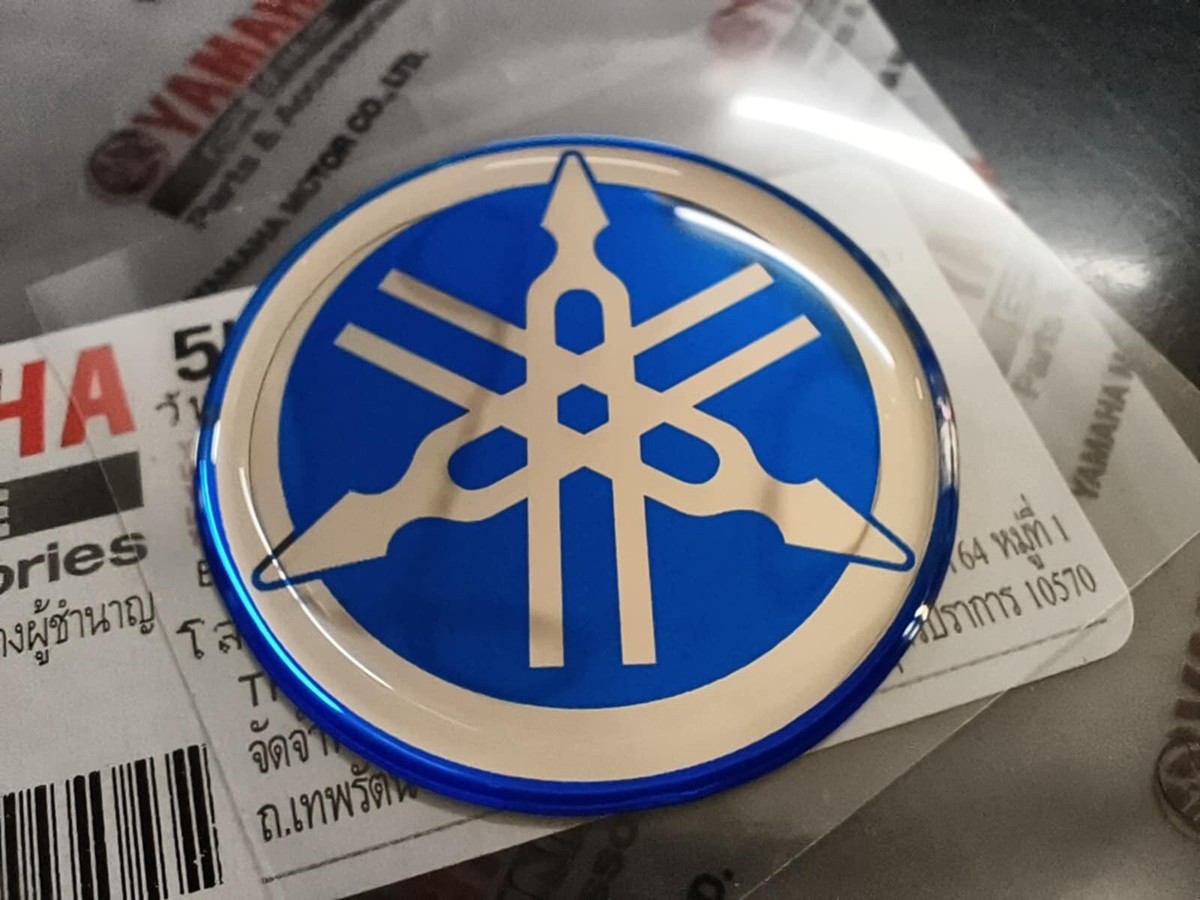 1PC FOR YAMAHA 40 MM TUNING FORK LOGO BLUE DECAL EMBLEM STICKER