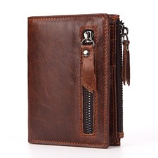 Men Wallet Rfid Leather Wallet Small Bifold Credit Card Holder Coin Purse Zipper