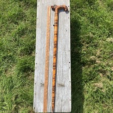 Hand Carved Wolf Head Cane Walking Stick 36  