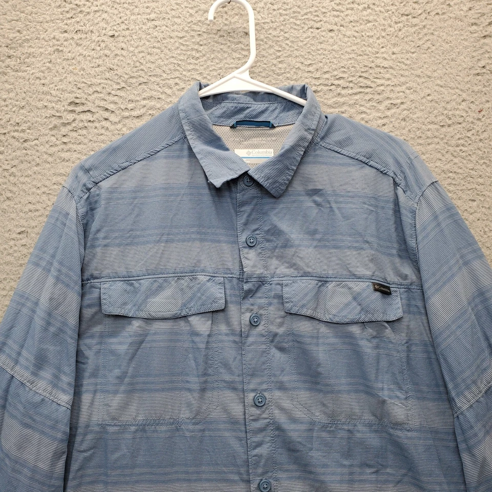 Camisa de Pesca Columbia Para Hombres L Multi Rayas Malla Forrada Omni Sombra Protección Solar Foto 3 de 4