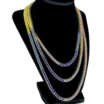 14K Gold Plated Rainbow Tennis Chain 