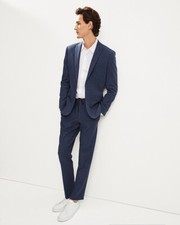 NEW EXPRESS 118 SLIM BLUE CHECKERED HYPER STRETCH SUIT PANT SZ 30/30