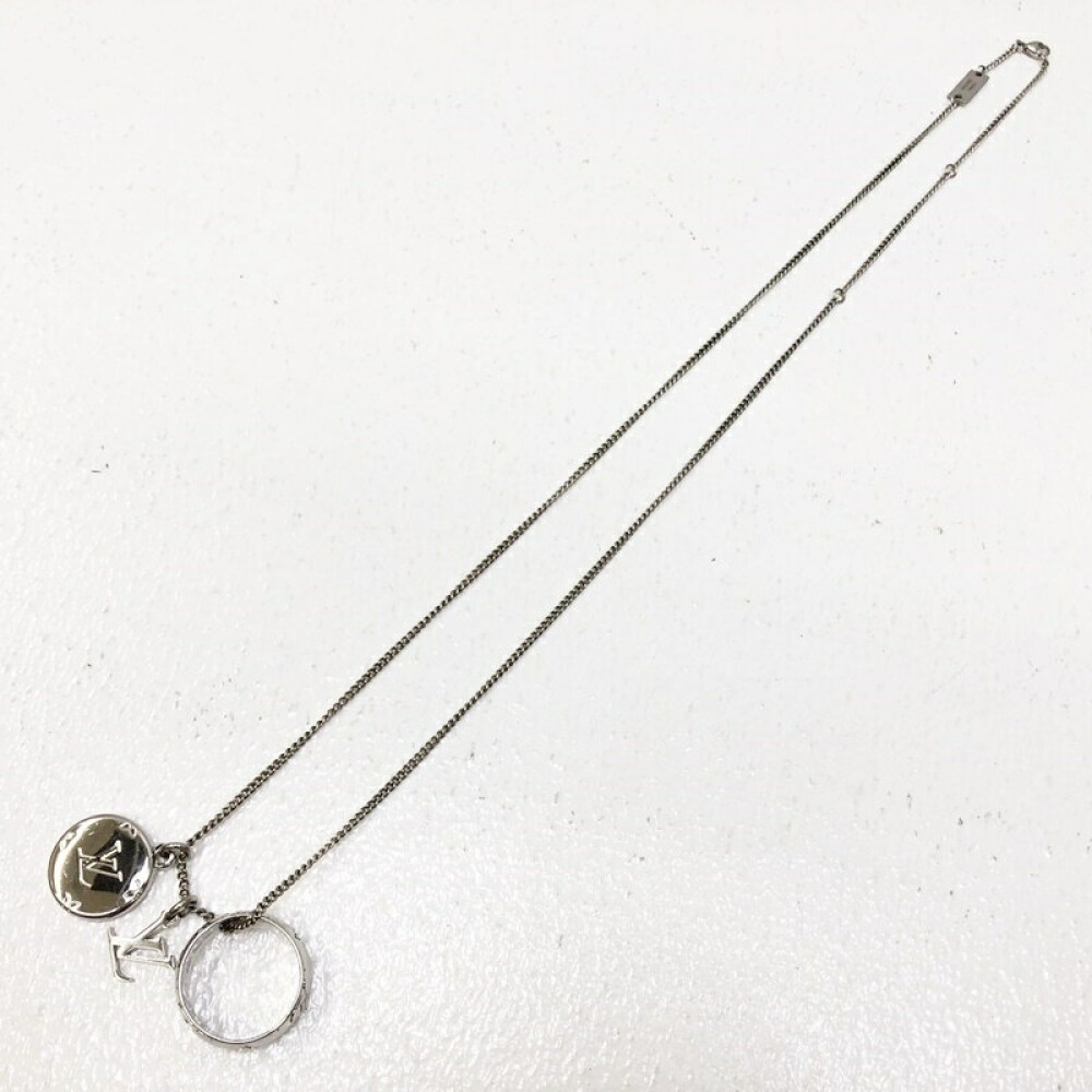 LOUIS VUITTON Chain Necklace M62485 Monogram Charms Ring Logo  