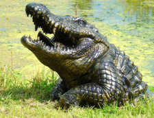 Snappy Lifelike Half-Crocodile Garden Sculpture - Aluminium Outdoor Ornament