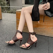 Womens Pointed Open Toe Ankle Strap Sandals High Stiletto Heel Slingback Sexy Sz