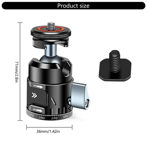 360 Degree Rotating Tripod Head with 1/4in Hotshoe Adapter for Camcorders - 第 8/8 張圖片