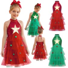 Girls Leotard Tutu Dress Birthday Skirt Ice Skating Dancewear Xmas Fancy Party