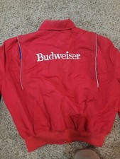 Budweiser Jacket Mens XL Red Blue King of Beers Bomber Coat Vtg Bud