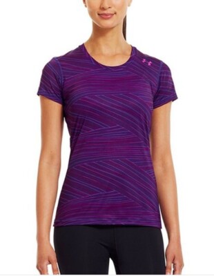 Womens Under Armour Top purple rain sonic tshirt heat gear size M