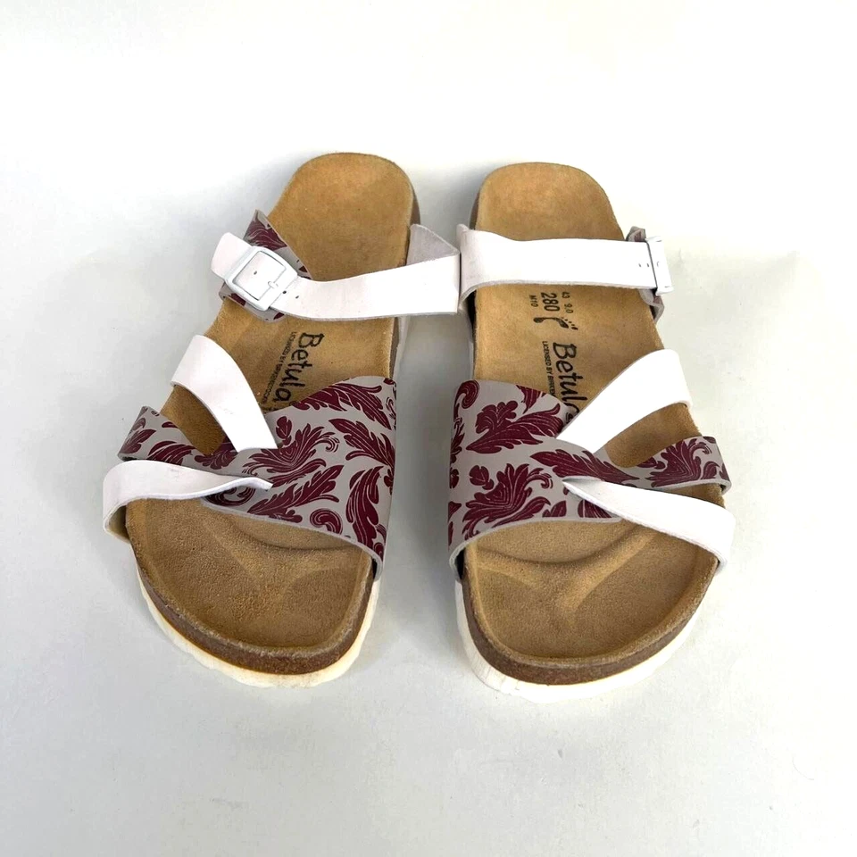 Sandalias Betula Birkenstock para hombre 10/43 blancas grises florales con tiras charol Foto 4 de 4