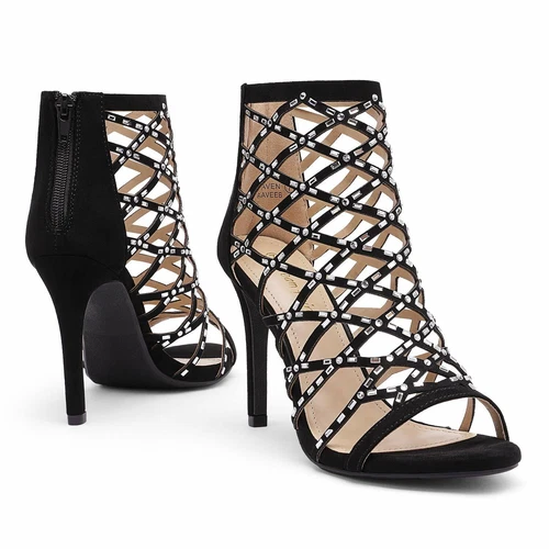 Women Rhinestone Sandals Open Toe Stilettos Heel Open Toe Dress Heel Sandals - Picture 6 of 11