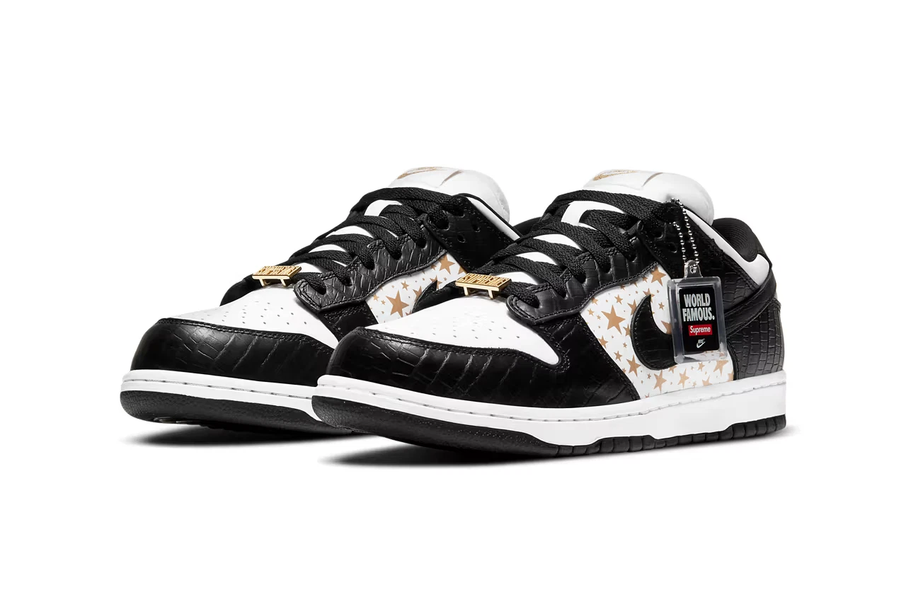 Supreme x Nike SB Dunk Low Stars Noir DH3228 102   Taille 10,5   NEUF