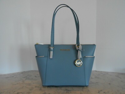 MICHAEL KORS Jet Set EW Top Zip Tote Saffiano Leather CHAMBRAY