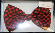 Adult Unisex Red Black Checkered Dress Up Formal Cosplay Costume Elastic Bowtie