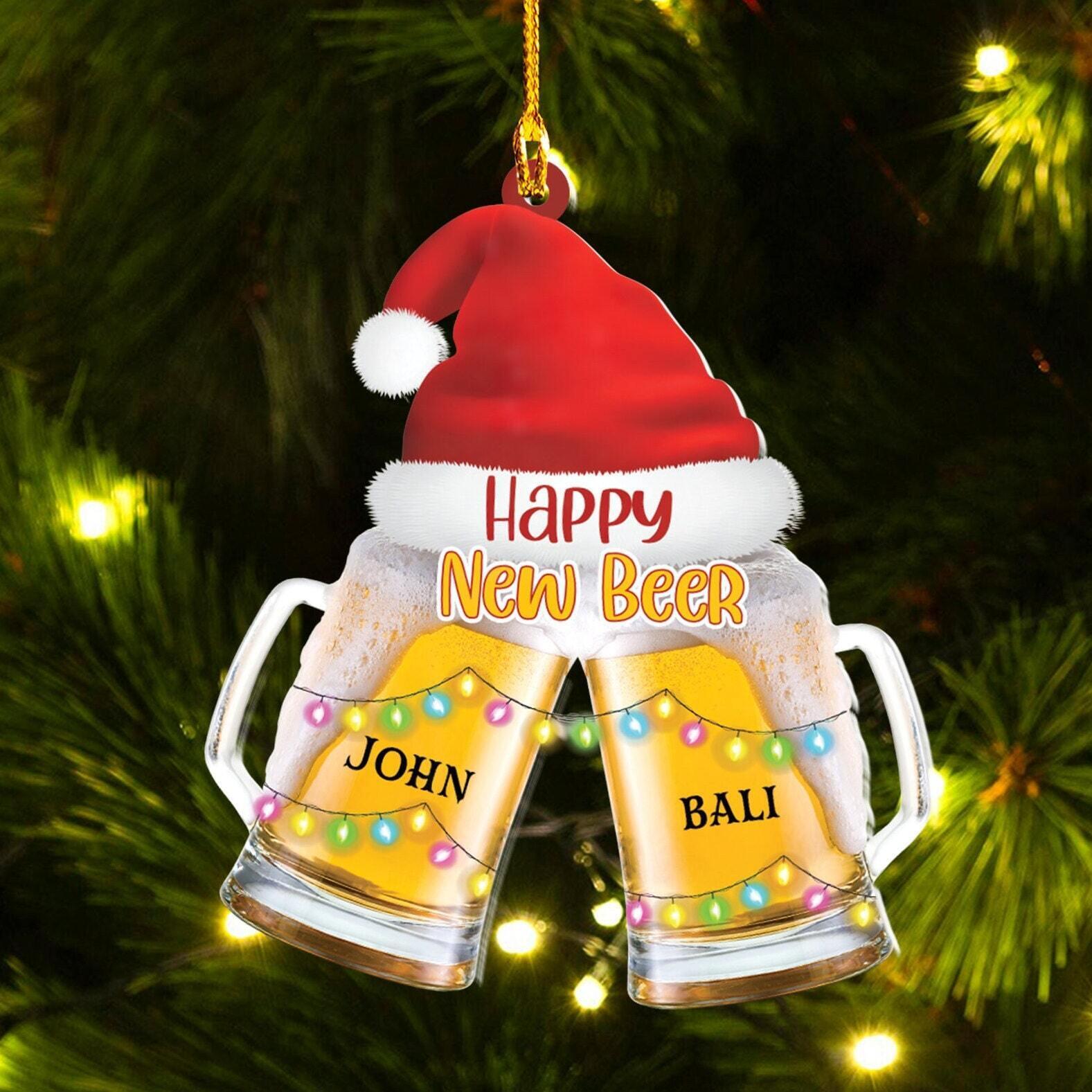 Beer Cup Christmas Acrylic Ornament With Beer Merry Christmas Beer Ornament Orna