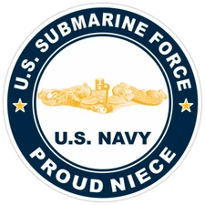 US Submarine Force Proud Niece Gold Dolphins Bumper Sticker Military Decal 5"