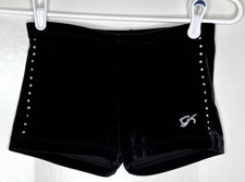 GK Elite Adult S AS Small Solid Black Velvet Velour Gymnastics Cheer SHORTS