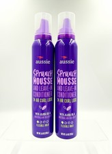  2 Aussie Sprunch Mousse Leave-In Conditioner 24hr Curl Lock 6.8oz Flexible