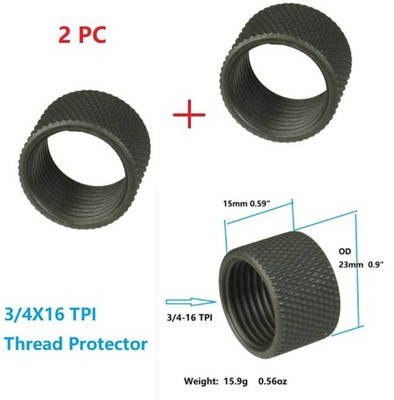 2 PC All Steel 3/4x16  3/4-16 TPI Thread Protector Cover Light Weight In Black
