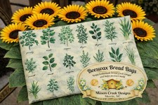 Handmade Beeswax Bread Bags, Made in the USA, New XL, Cotton, Reusable
