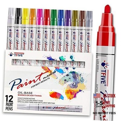 Paint Pens Paint Markers Never Fade Quick Dry and Permanent Color Oil-Based 12
