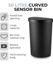 Image of Tower 50L Sensor Bin Curved T838026 Black Marked