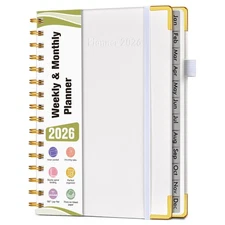 2026 Planner, Hardcover Leather Weekly and Monthly Planner, January 2026 - De...