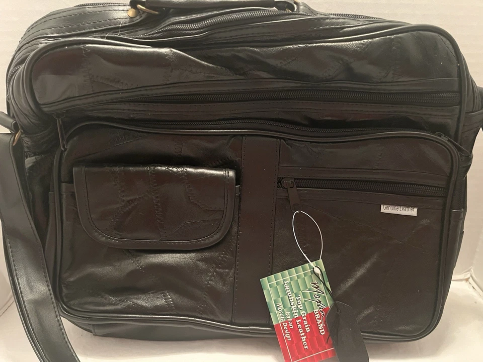 Совершенно новый портфель Maxam из натуральной кожи итальянская мозаика лоскутный дизайн 15 дюймов на молнии - Изображение 2 из 4