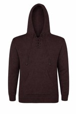 MEN HANDMADE ANDEAN ALPACA BROWN PULLOVER HOODIE SZ M