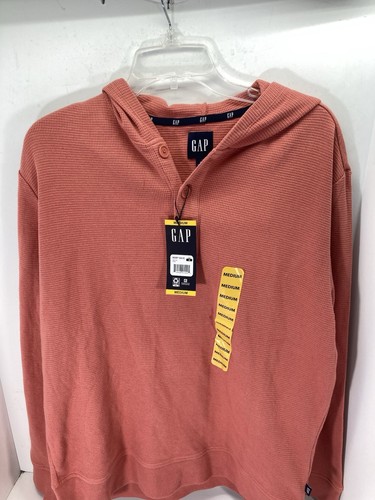 Gap Waffle Henley Hoodie Shirt Men Medium Coral Long Sleeve Pullover Casual NWT - Bild 14 von 14