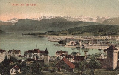 847199) AK Luzern Schweiz und die Alpen gelaufen 1907