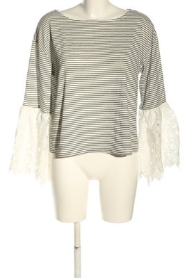 MANGO BASICS Strickshirt Damen Shirt Gr. DE 38 weiß-schwarz Casual-Look