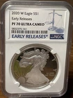 U.S. Mint 2020 American Silver Eagle NGC PF70 Ultra Cameo Proof 1 oz .999 Silver