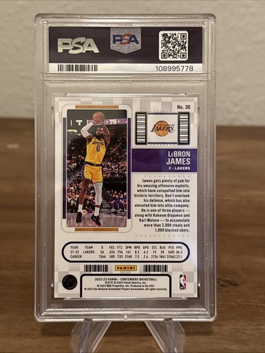 2022 CONTENDERS PLAYOFF #36 LEBRON JAMES 115/249 PSA 9 - Picture 2 of 2