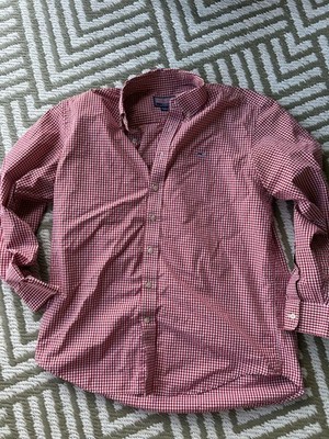 Vineyard Vines Shirt Men M Red Gingham Whale Logo Cotton Preppy Casual Business