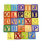 VTG Lot of 24 Alphabet Wood Block Letters Embossed Pictures kids Learning toys
