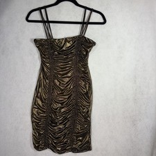 Windsor Sm Gold Metallic Mini Short Spaghetti Strap Shimmering Slip Dress Party 
