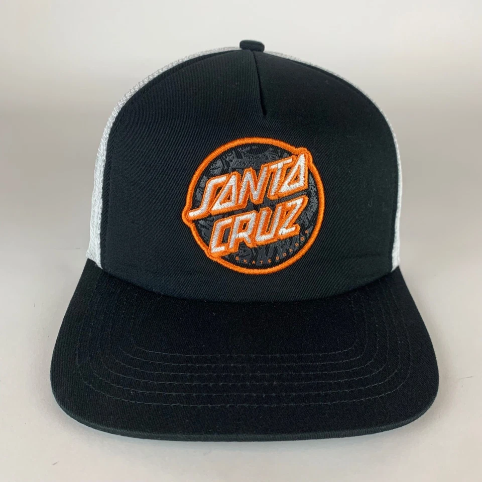 Santa Cruz Skateboards Mens Black White Snapback Trucker Hat - Image 2 of 4