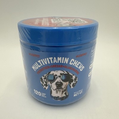 LEGITPET Dog Multivitamin Chews Glucosamine Omegas Probiotic 120 ct Exp 07/2028